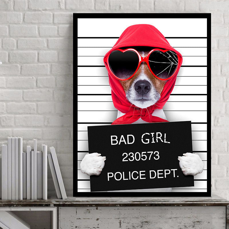 Cute Dogs in Jail Canvas Wall Art Decor