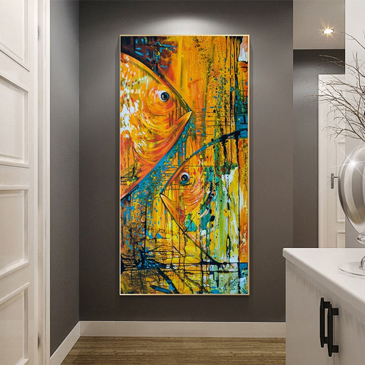 Yellow Orange Fish Canvas Wall Art