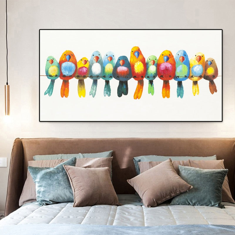 Cartoon Birds Kids Bedroom Decorative Canvas Wall Print