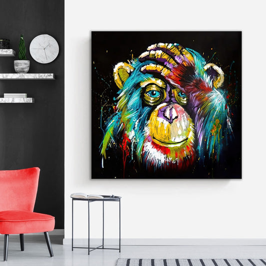 Colorful Monkey Pop Art Canvas Wall Poster