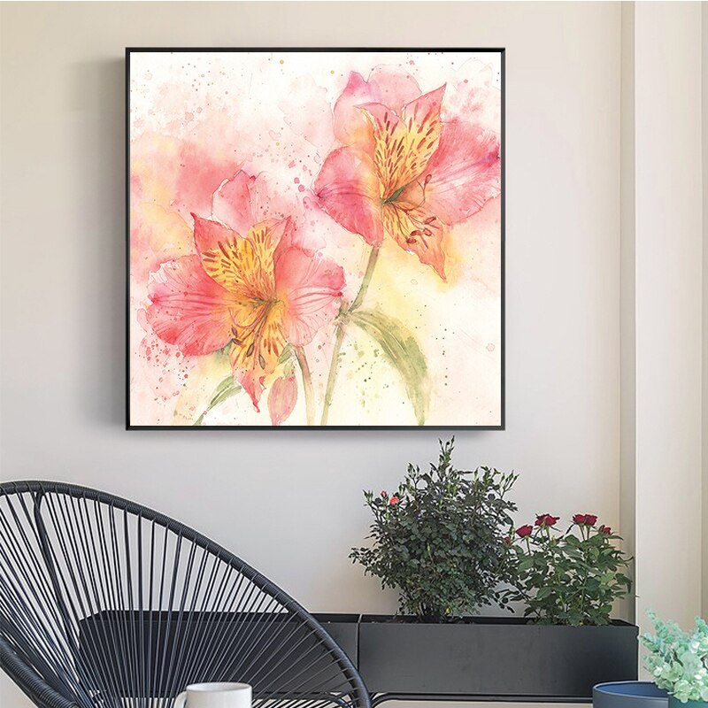 Watercolor Abstract Flower Canvas Painting