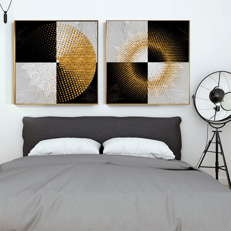 Abstract Nordic Gold and Black Canvas Wall Art