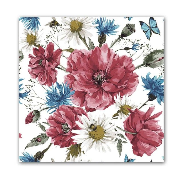 Abstract Flowers Wall Art for Living Room