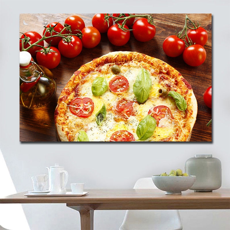 Pizza Vegetables Spices Kitchen Canvas Posters and Prints