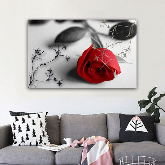 Red Rose Flower Wall Art Canvas Print