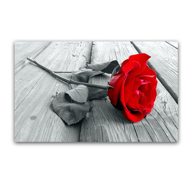 Red Rose Flower Wall Art Canvas Print