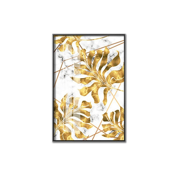 Golden Leaf Nordic Plants Poster Wall Art