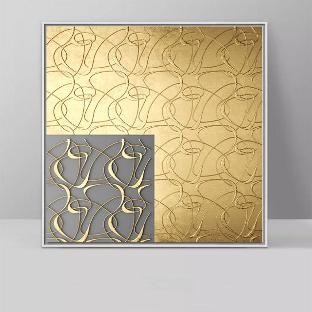 Abstract Black and Gold Geometrical Figures Canvas Art Prints