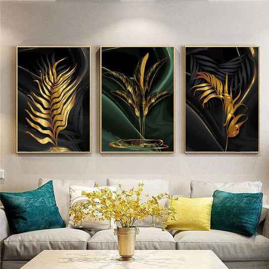 Gold and Green Leaves Poster Art