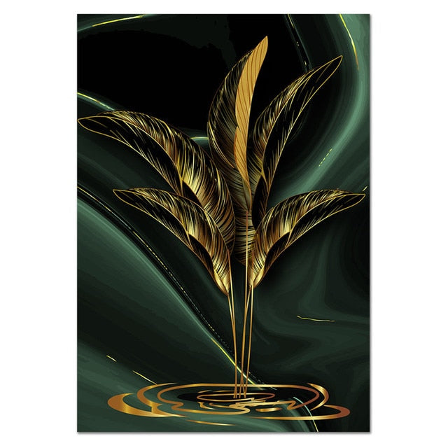 Gold and Green Leaves Poster Art