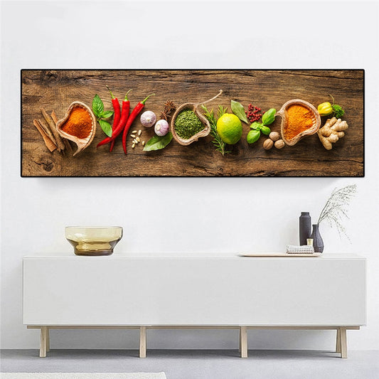 Seasoning Herbs and Spices on Canvas Print