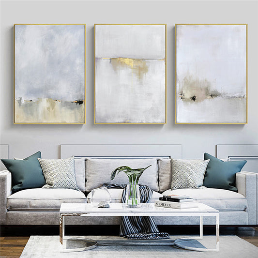Gold and White Cloud Effect Abstract Canvas Wall Print