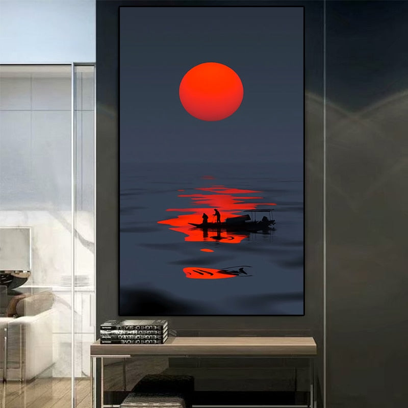 Nordic Fishing Boat under the Sunset Wall Art
