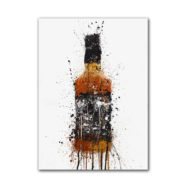 Wine bottle Waterproof Ink Print Wall Art