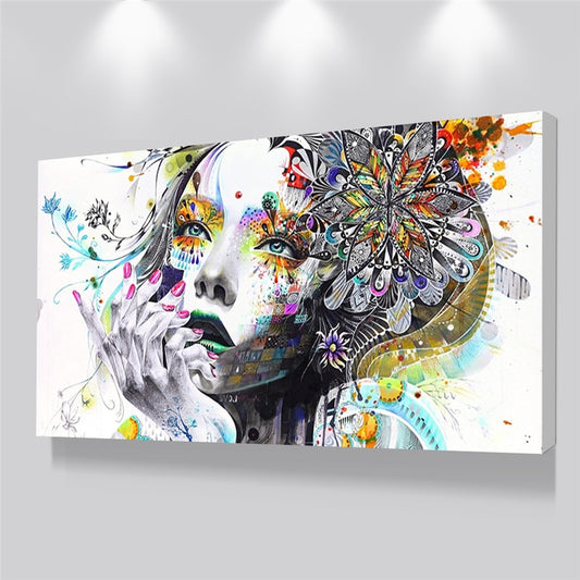 Imagination Girl Flower Canvas Painting Wall Art