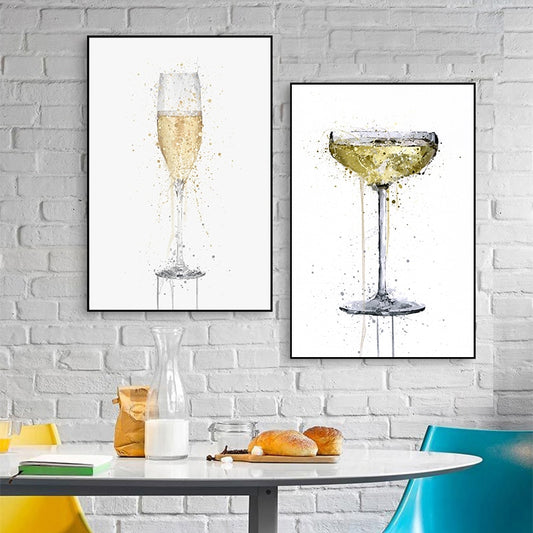 Modular Abstract Wine Glass Canvas Wall Art Pictures