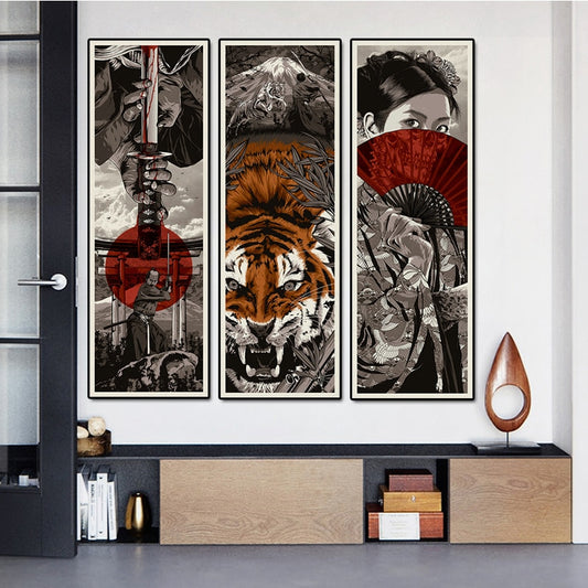 Japanese Samurai Sword Tiger Canvas Print