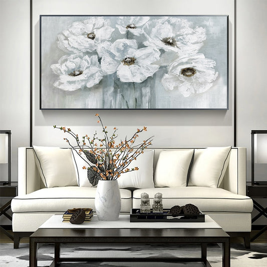 White and Golden Modern Flower Picture Wall Art