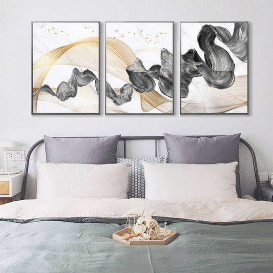 Gold and Grey Swirls Nordic Wall Art