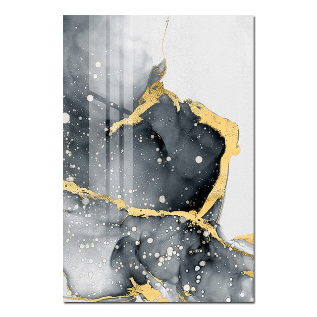 Black Grey Golden Marble Abstract Scandinavian Poster