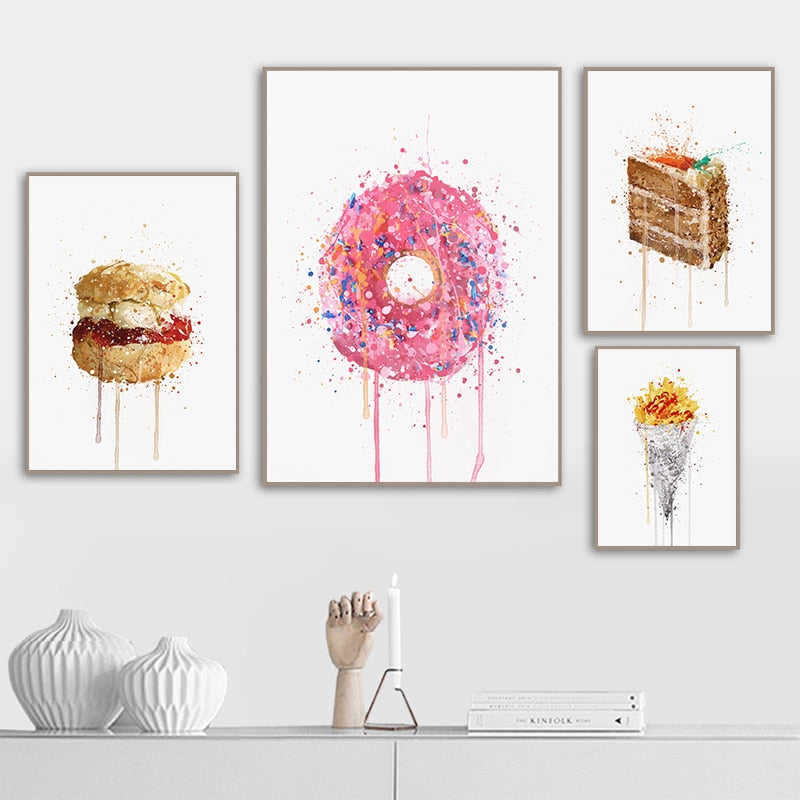 Nordic Abstract Dessert Food Waterproof Painting Wall Art