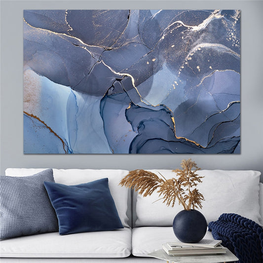 Modern Grey Blue Marble Wall Pictures
