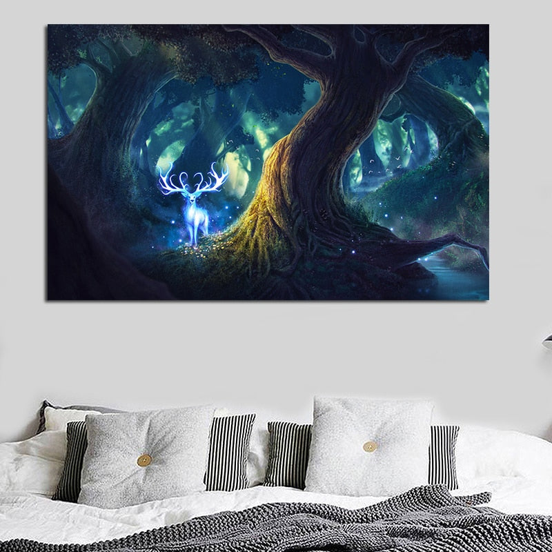 Magic Forest Fantasy Fairy Deer Canvas Print