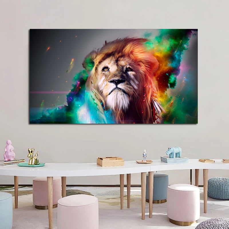 Colorful Lion King Canvas Art
