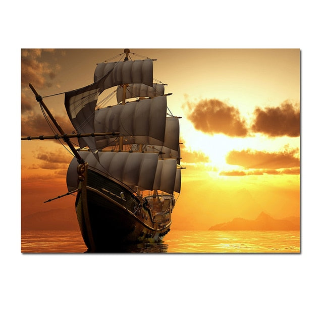 Sailing Ship Seascape Canvas Poster