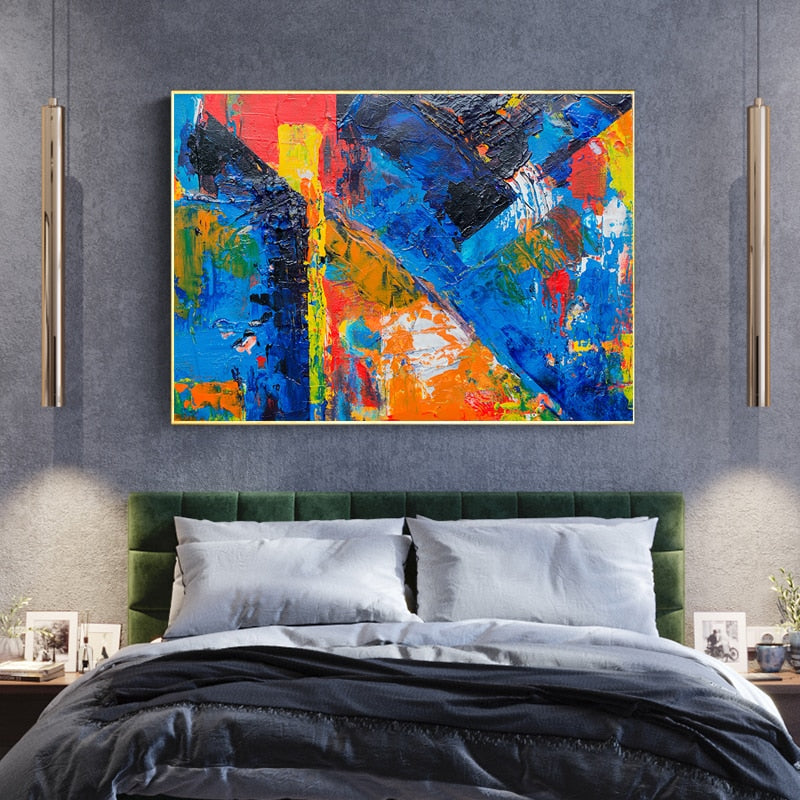 Abstract Red Blue Painting Canvas Art