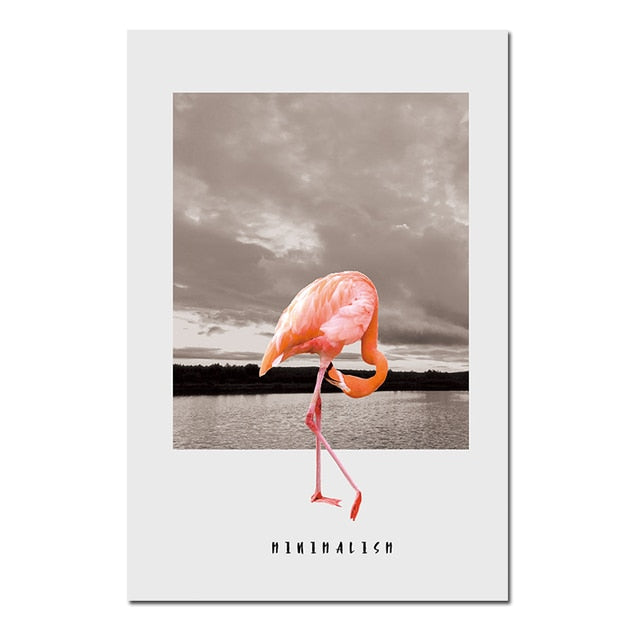 Nordic Flamingo Sea Minimalism Quote Canvas Print