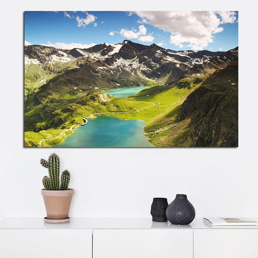 Natural Lake Mountain Landscape Canvas Art