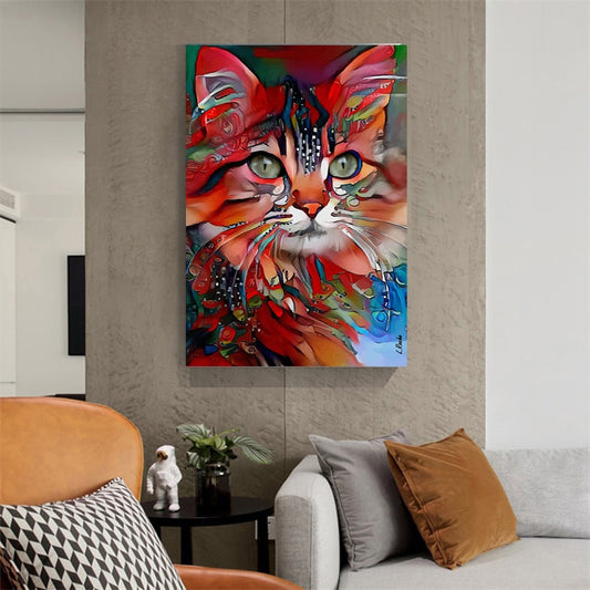 Colorful Cat Canvas Painting Wall Art