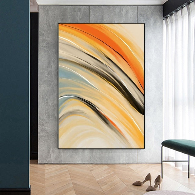 Orange Grey Color Abstract Colorfull Wall Art