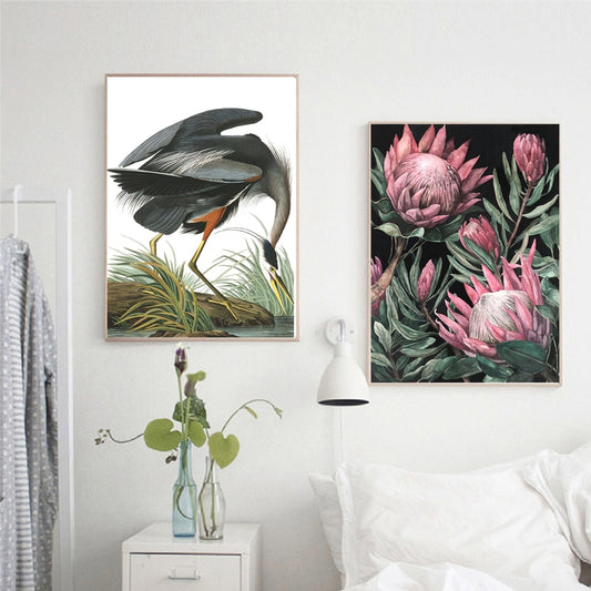 Nordic Flower and Animals Canvas Art Paintings