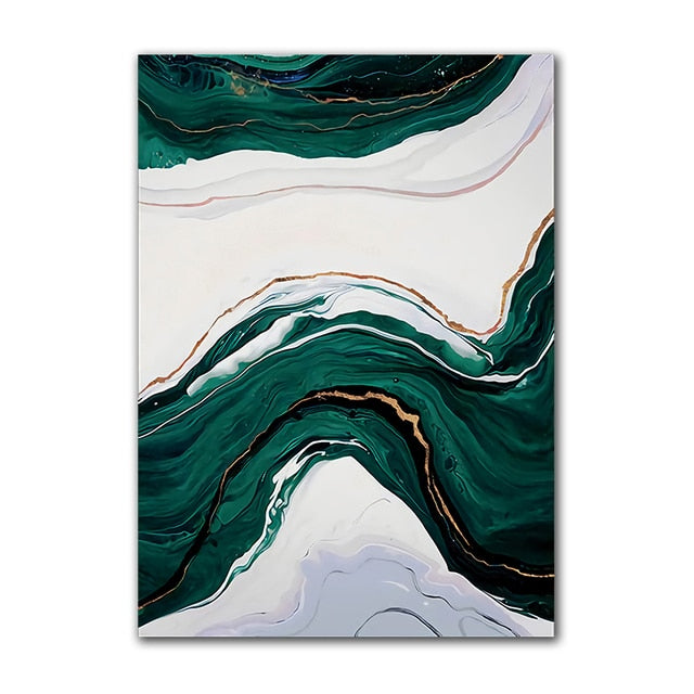 Green Golden Abstract Marble Posters and Prints Living Room Scandinavian Fine Art