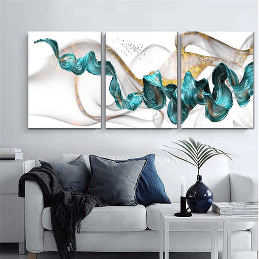 3 Panels Abstract Swirls Canvas Wall Art