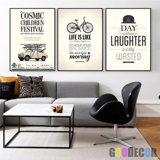 Vintage Poster with Quote Canvas Wall Art Posters