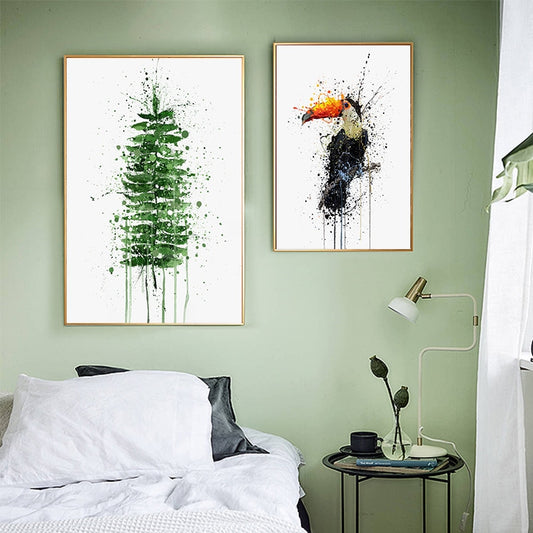 Abstract Colorful Still Life Birds Canvas Waterproof painting