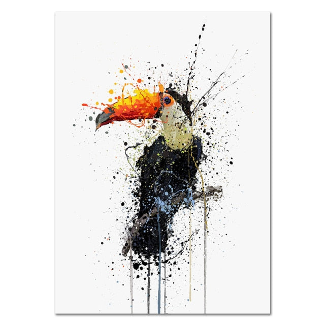 Abstract Colorful Still Life Birds Canvas Waterproof painting