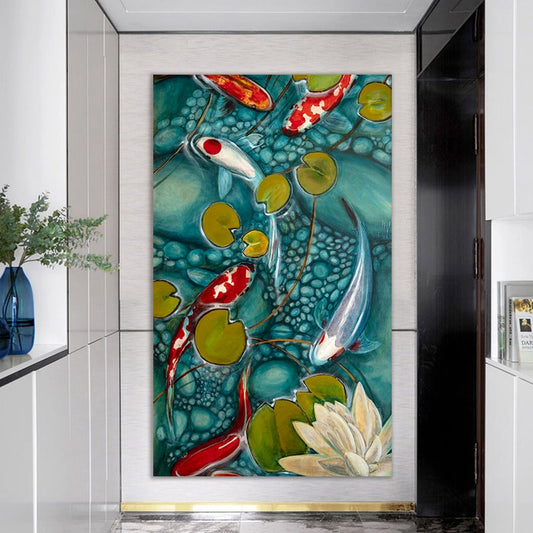 Chinese Style Lotus and Goldfish Still Life Wall Art Print