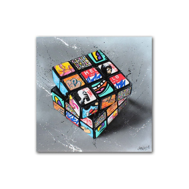 Rubik's Cube Graffiti Wall Art Canvas Painting