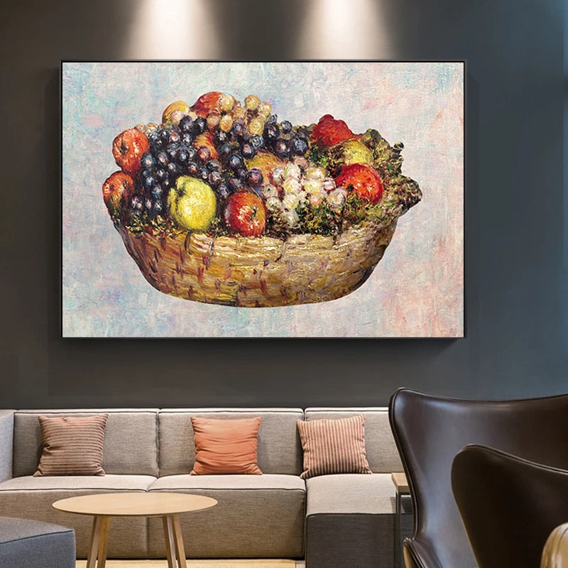 Modern Still Life Art Fruits Basket Oil Paintings Canvas