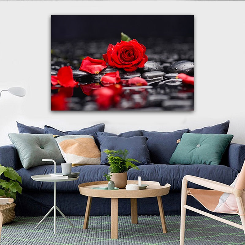 Red Rose Giclee Canvas Wall Print