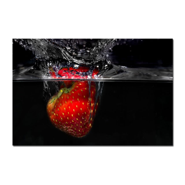 Strawberry Tomato in Water Kitchen Wall Poster