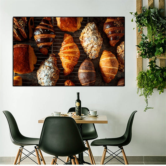 Nordic Food Bread Croissant Canvas Wall Art