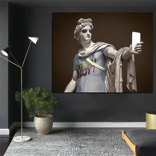 Sculpture Dressed As Hipsters Canvas Wall Art Poster