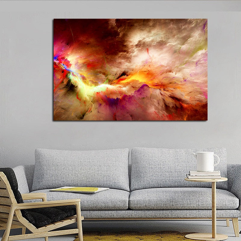 Milky Clouds Burst Abstract Wall Art