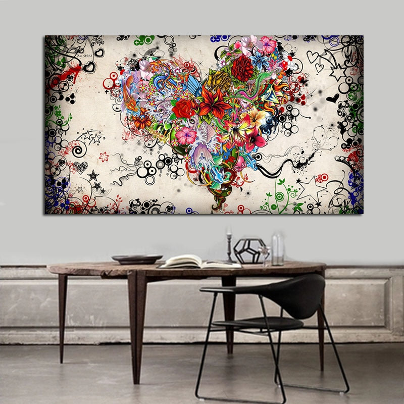 Modern Abstract Colorful Heart Wall Art Print