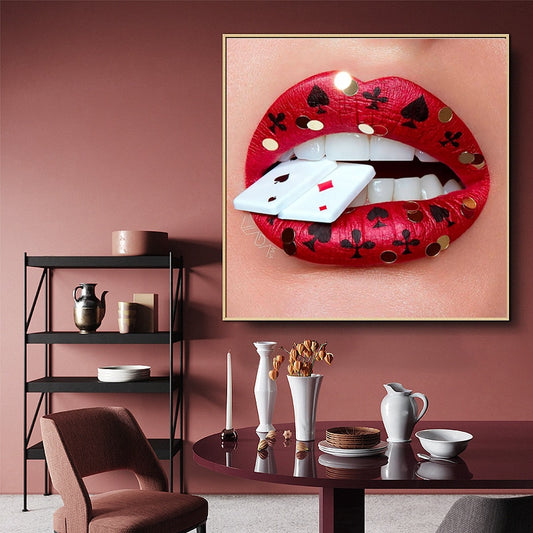 Fashion Street Sexy Cards Lips Canvas Print